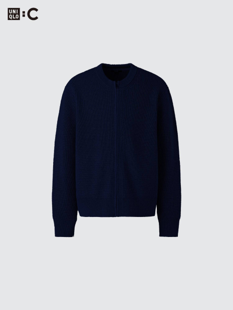 Вязаный кардиган UNIQLO на молнии 1159849982 (Синий 3XL)