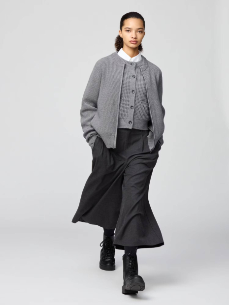 Вязаный кардиган UNIQLO на молнии 1159852950 (Серый XL)