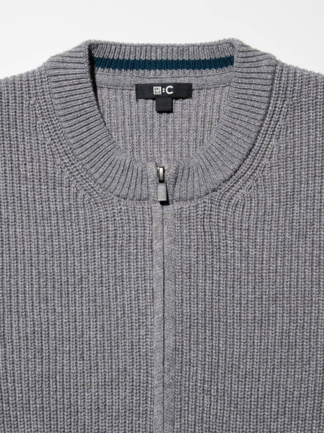 Вязаный кардиган UNIQLO на молнии 1159852950 (Серый XL)