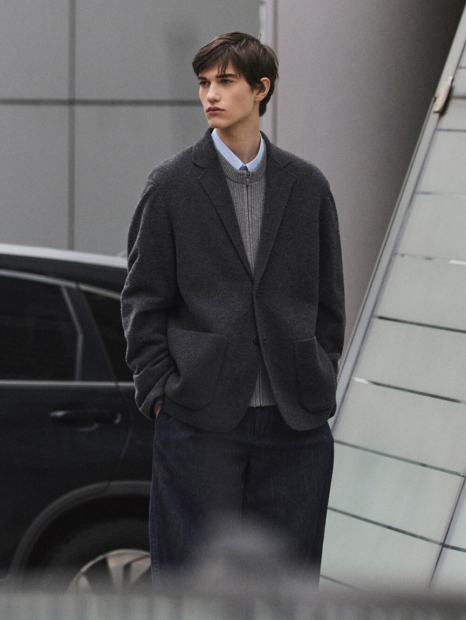 Вязаный кардиган UNIQLO на молнии 1159852950 (Серый XL)