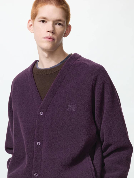 Флисовый кардиган UNIQLO and NEEDLES оверсайз 1159852963 (Фиолетовый L)