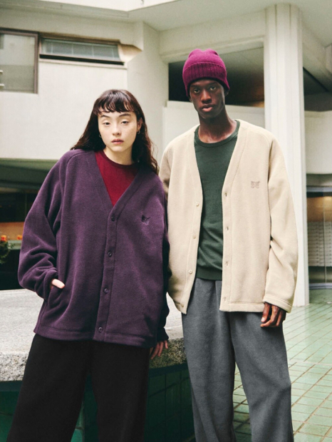 Флисовый кардиган UNIQLO and NEEDLES оверсайз 1159852963 (Фиолетовый L)