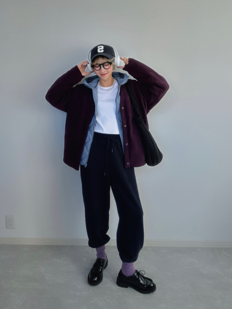 Флисовый кардиган UNIQLO and NEEDLES оверсайз 1159852963 (Фиолетовый L)