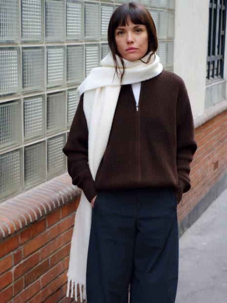 Вязаный кардиган UNIQLO на молнии 1159856609 (Коричневый M)