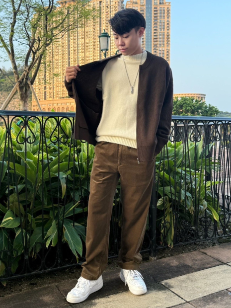 Вязаный кардиган UNIQLO на молнии 1159856609 (Коричневый M)