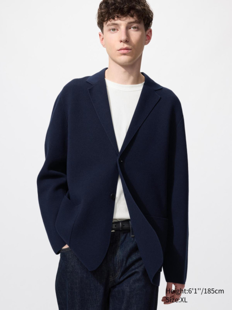 Вязаный пиджак UNIQLO 1160777992 (Синий 3XL)
