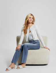 Женский укороченный кардиган GUESS на пуговице 1159838187 (Белый XS)