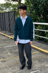 Вязаный кардиган UNIQLO на молнии 1159849980 (Зеленый M)