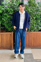 Вязаный кардиган UNIQLO на молнии 1159849982 (Синий 3XL)