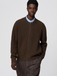 Вязаный кардиган UNIQLO на молнии 1159856609 (Коричневый M)