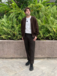 Вязаный кардиган UNIQLO на молнии 1159856609 (Коричневый M)