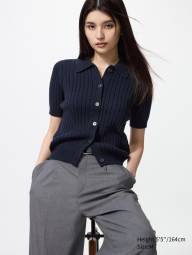 Женский вязаный кардиган с коротким рукавом UNIQLO кофта 1159857366 (Синий XL)