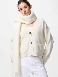 Женский вязаный кардиган Souffle Yarn UNIQLO кофта 1160372761 (Молочный M)