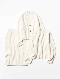 Женский вязаный кардиган Souffle Yarn UNIQLO кофта 1160372761 (Молочный M)