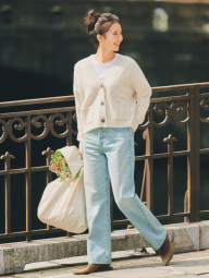 Женский вязаный кардиган Souffle Yarn UNIQLO кофта 1160372761 (Молочный M)