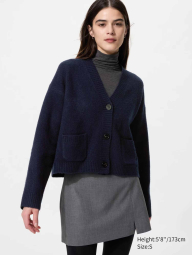 Женский вязаный кардиган Souffle Yarn UNIQLO кофта 1160373149 (Синий L)