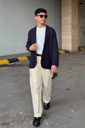 Вязаный пиджак UNIQLO 1160777992 (Синий 3XL)