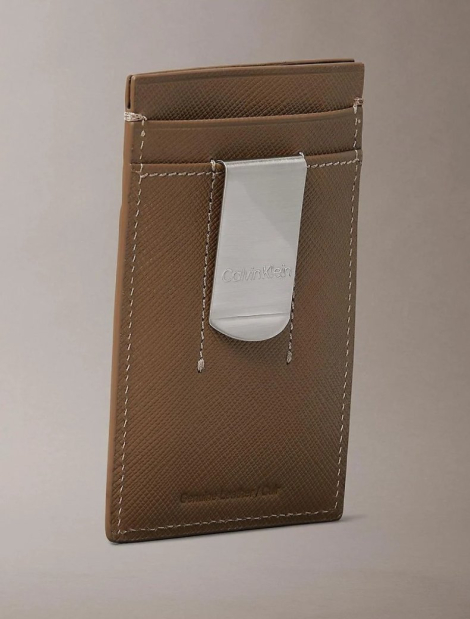 Набор Calvin Klein кожаный картхолдер и зажим для денег 1159850216 (Коричневый One Size)