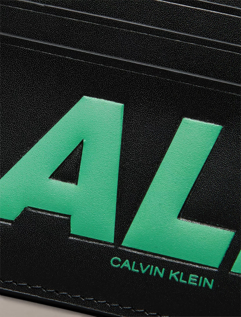 Кожаный картхолдер Calvin Klein с логотипом 1159853889 (Черный One Size)