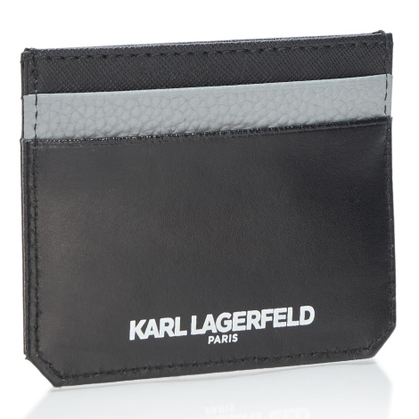 Кожаный картхолдер Karl Lagerfeld Paris с логотипом 1159863598 (Черный One Size)
