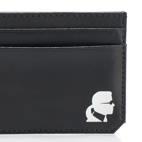 Кожаный картхолдер Karl Lagerfeld Paris с логотипом 1159863598 (Черный One Size)