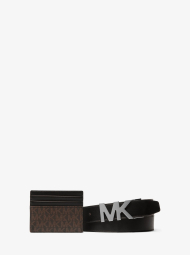 Мужской комплект Michael Kors картхолдер и ремень с логотипом 1162672040 (Черный/Коричневый One size)