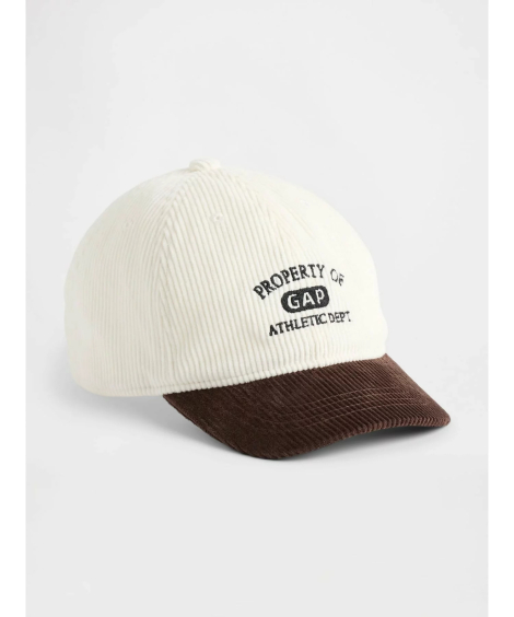Дитяча вельветова кепка GAP бейсболка 1159854922 (Коричневий/Молочний L/XL) на обхват голови 13-152 см
