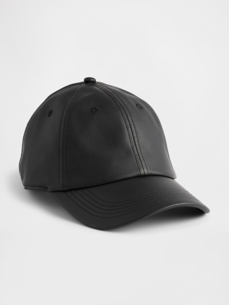 Кепка бейсболка GAP из экокожи 1159853661 (Черный One size)