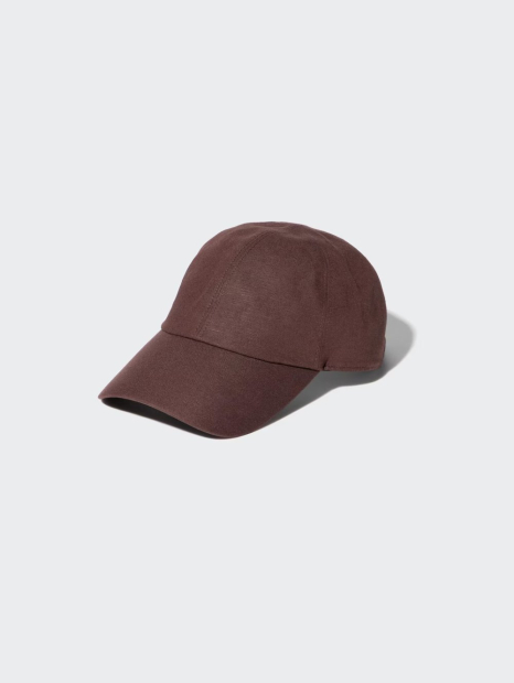 Регулируемая кепка UNIQLO из смеси льна 1161332271 (Коричневый One size)