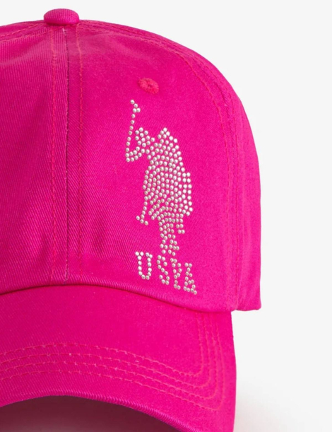 Кепка женская со стразами U.S. Polo Assn бейсболка 1162821023 (Розовый One size)