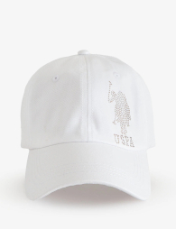 Кепка женская со стразами U.S. Polo Assn бейсболка 1162819074 (Белый One size)