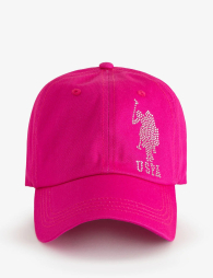 Кепка женская со стразами U.S. Polo Assn бейсболка 1162821023 (Розовый One size)