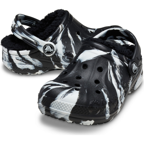 Теплі дитячі клоги Crocs сабо з хутром 25-26 (c9 US) 17 см Чорний/Білий 1159858578