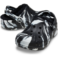 Теплые детские клоги Crocs сабо с мехом 24-25 (с8 US) 16 см Черный/Белый 1159858577