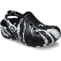 Теплые детские клоги Crocs сабо с мехом 24-25 (с8 US) 16 см Черный/Белый 1159858577