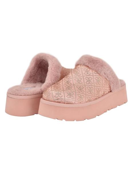 Женские клоги на меху Guess с отделкой стразами 37,5 (7 US) 25 см Розовый 1159840730