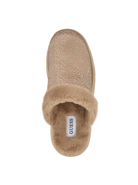 Женские клоги на меху Guess с отделкой стразами 38,5 (8 US) 26 см Бежевый 1159840890