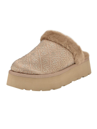 Женские клоги на меху Guess с отделкой стразами 37,5 (7 US) 25 см Бежевый 1159840888