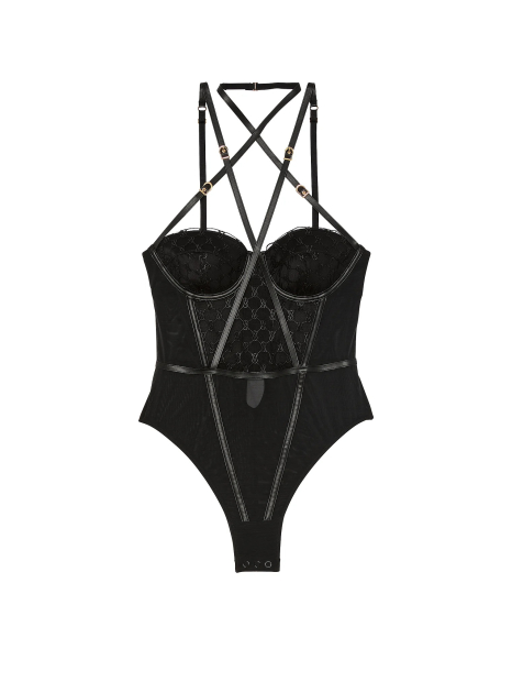 Жіночий комбідрес Victoria's Secret з ремінцями з екошкіри 1159840173 (Чорний XXL)