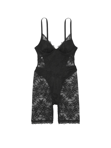 Женское кружевное боди Victoria's Secret шортиками 1159845729 (Черный S)
