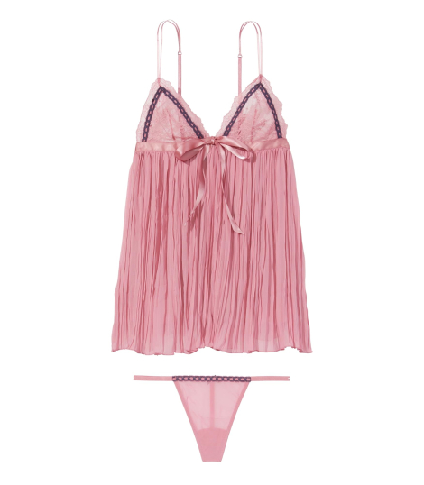 Комплект пеньюар и трусики Victoria's Secret кружево 1159861829 (Розовый M)