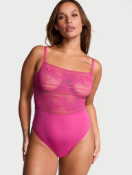 Жіночий мереживний комбідрес Victoria's Secret боді 1159840471 (Рожевий S)