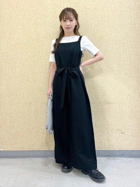 Жіночий лляний комбінезон Uniqlo з поясом 1159849526 (Чорний L)