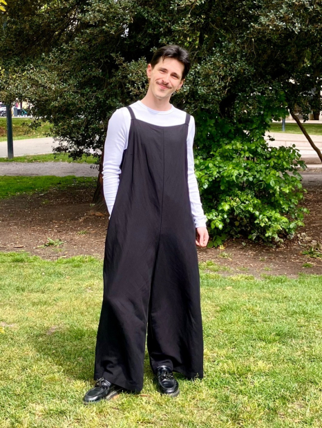 Жіночий лляний комбінезон Uniqlo з поясом 1159849526 (Чорний L)