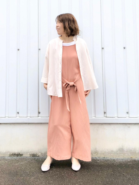 Женский льняной комбинезон Uniqlo с поясом 1159849961 (Оранжевый S)