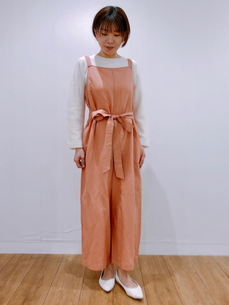 Женский льняной комбинезон Uniqlo с поясом 1159849961 (Оранжевый S)
