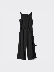 Женский льняной комбинезон Uniqlo с поясом 1159849526 (Черный L)