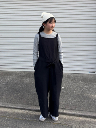 Жіночий лляний комбінезон Uniqlo з поясом 1159849526 (Чорний L)