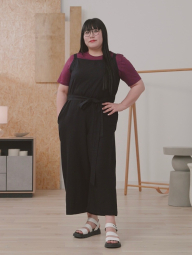 Жіночий лляний комбінезон Uniqlo з поясом 1159849526 (Чорний L)