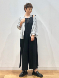 Жіночий лляний комбінезон Uniqlo з поясом 1159849526 (Чорний L)